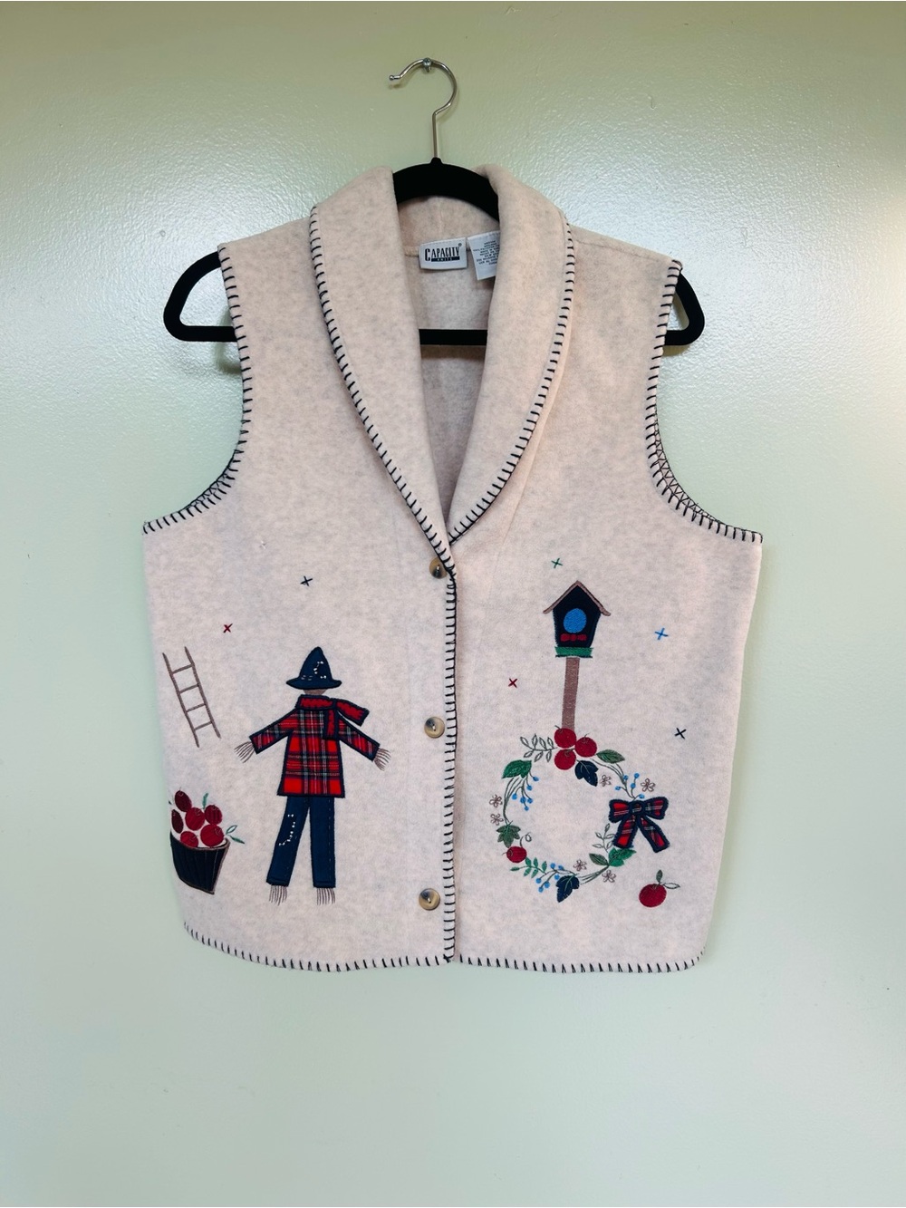 Vintage Capacity Knits Scarecrow Apple Birdhouse Sweater Vest